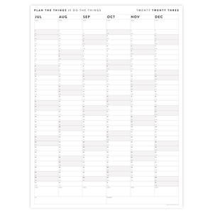 SIX MONTH 2023 GIANT WALL CALENDAR (JULY TO DECEMBER) WITH GRAY / GREY WEEKENDS