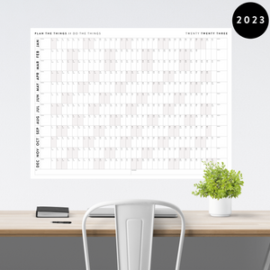 PRINTABLE HORIZONTAL 2023 WALL CALENDAR WITH GRAY WEEKENDS - INSTANT DOWNLOAD