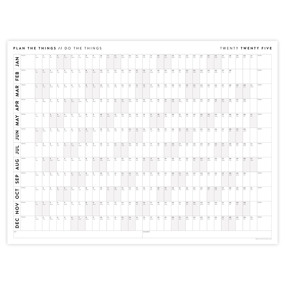PRINTABLE 2025 ANNUAL CALENDARS // INSTANT DOWNLOAD - Plan The Things