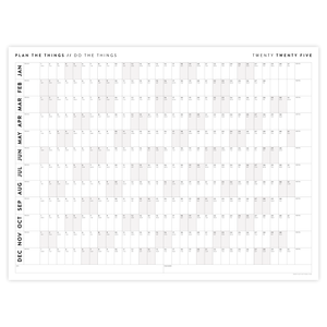 PRINTABLE 2025 HORIZONTAL WALL CALENDAR WITH GRAY / GREY WEEKENDS - INSTANT DOWNLOAD