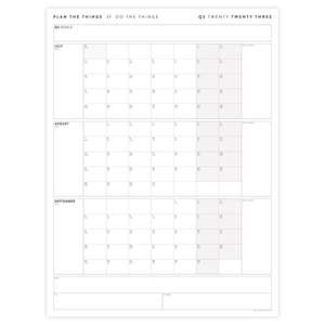 Q3 2023 QUARTERLY GIANT WALL CALENDAR (JULY - SEPTEMBER 2023) - GRAY / GREY WEEKENDS