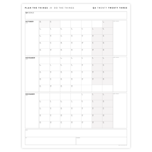 Q4 2023 QUARTERLY GIANT WALL CALENDAR (OCTOBER - DECEMBER 2023) - GRAY / GREY WEEKENDS