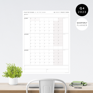 Q4 2023 QUARTERLY GIANT WALL CALENDAR (OCTOBER - DECEMBER 2023) - GRAY / GREY WEEKENDS