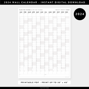 PRINTABLE VERTICAL 2024 WALL CALENDAR WITH GRAY WEEKENDS - INSTANT DOWNLOAD