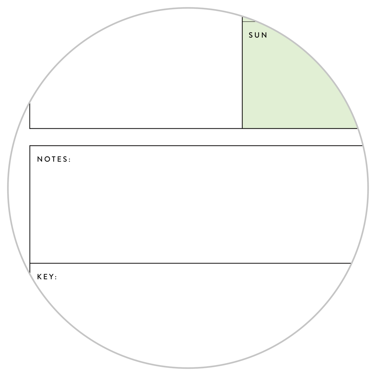 PRINTABLE UNDATED QUARTERLY WALL CALENDAR - SUNDAY START - GREEN WEEKENDS - INSTANT DOWNLOAD