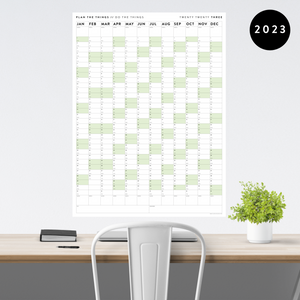 GIANT 2023 WALL CALENDAR | VERTICAL WITH GREEN WEEKENDS