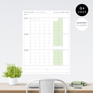 Q4 2023 QUARTERLY GIANT WALL CALENDAR (OCTOBER - DECEMBER 2023) - GREEN WEEKENDS