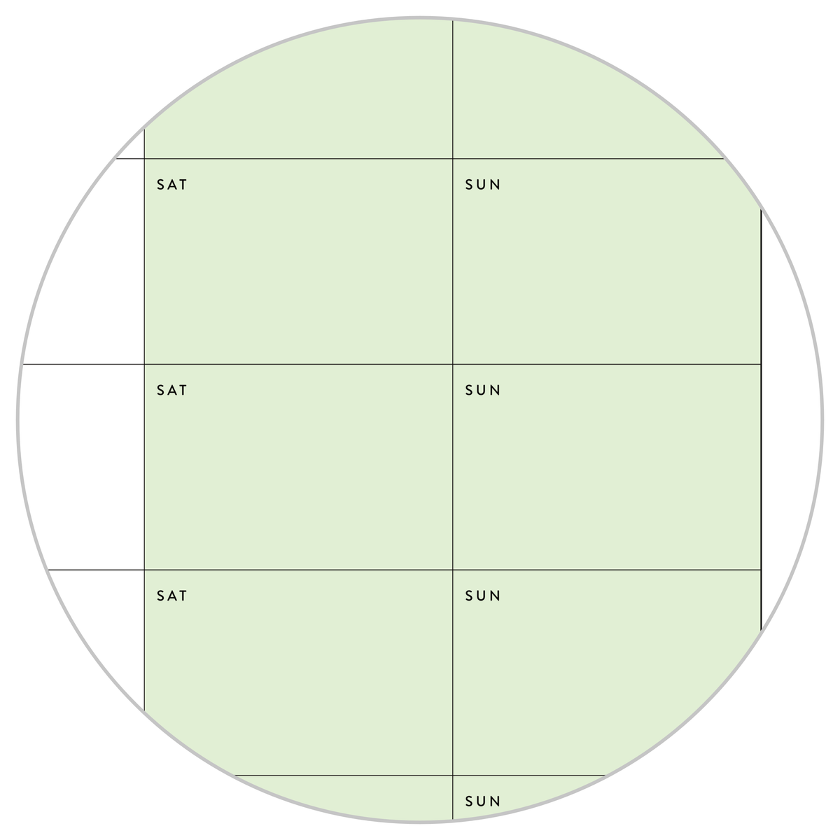 UNDATED QUARTERLY GIANT WALL CALENDAR - MONDAY START - GREEN WEEKENDS