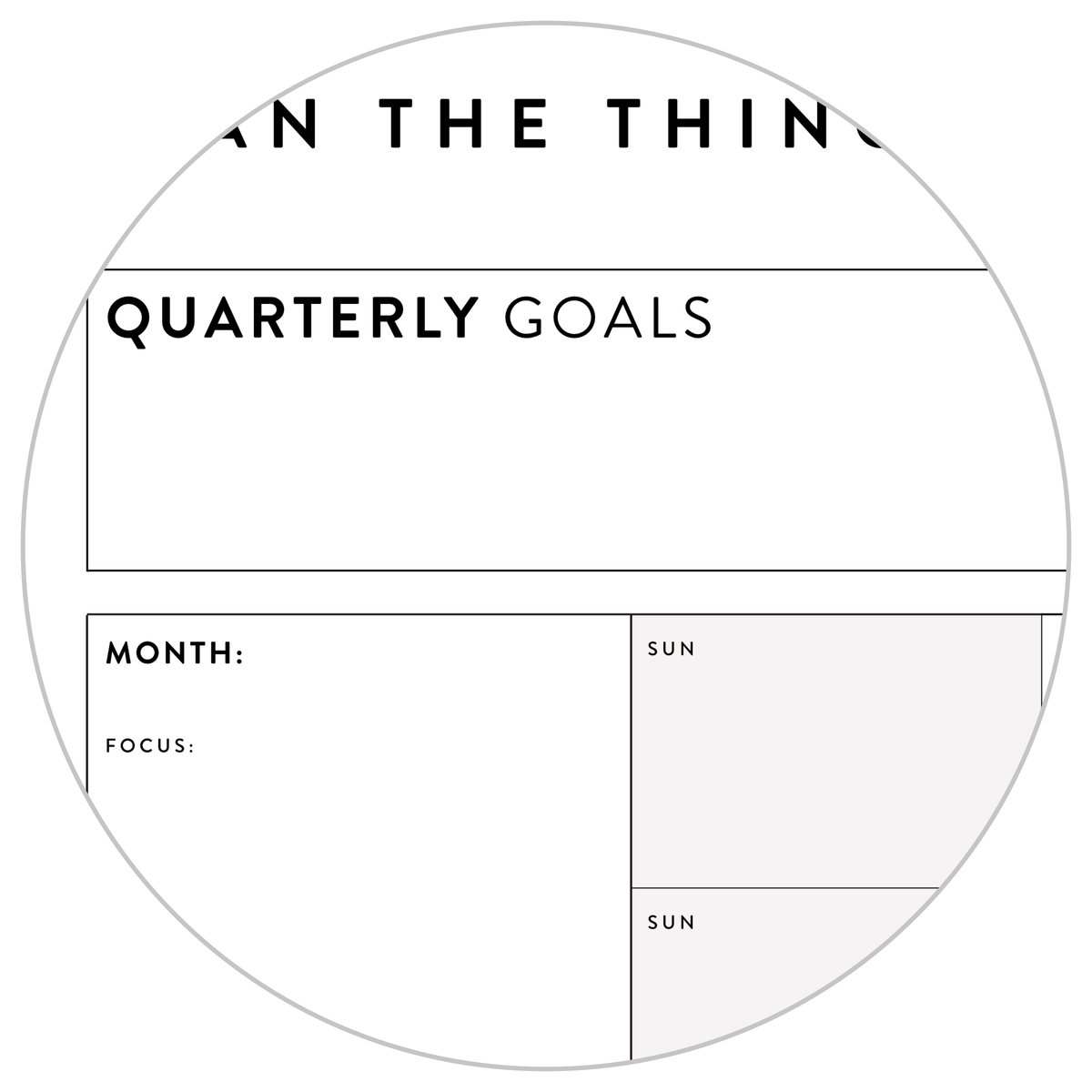 UNDATED QUARTERLY GIANT WALL CALENDAR - SUNDAY START - GRAY/GREY WEEKENDS