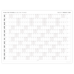 PRINTABLE HORIZONTAL 2022 WALL CALENDAR WITH GREY WEEKENDS - INSTANT DOWNLOAD