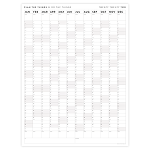 VERTICAL 2022 WALL CALENDAR WITH GREY WEEKENDS