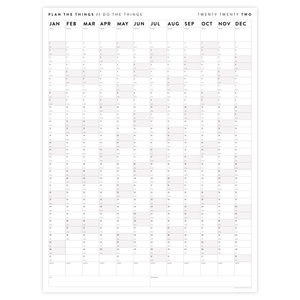 PRINTABLE VERTICAL 2022 WALL CALENDAR WITH GREY WEEKENDS - INSTANT DOWNLOAD