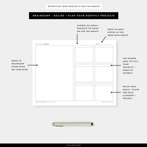 The Monthly Bundle - Undated Printable Planner Inserts (A4 + US Letter)