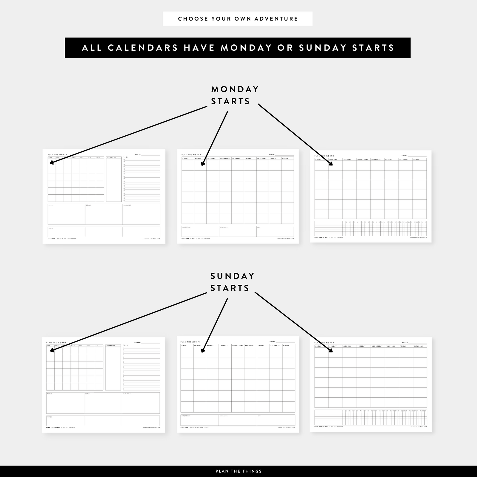 The Monthly Bundle - Undated Printable Planner Inserts (A4 + US Letter)