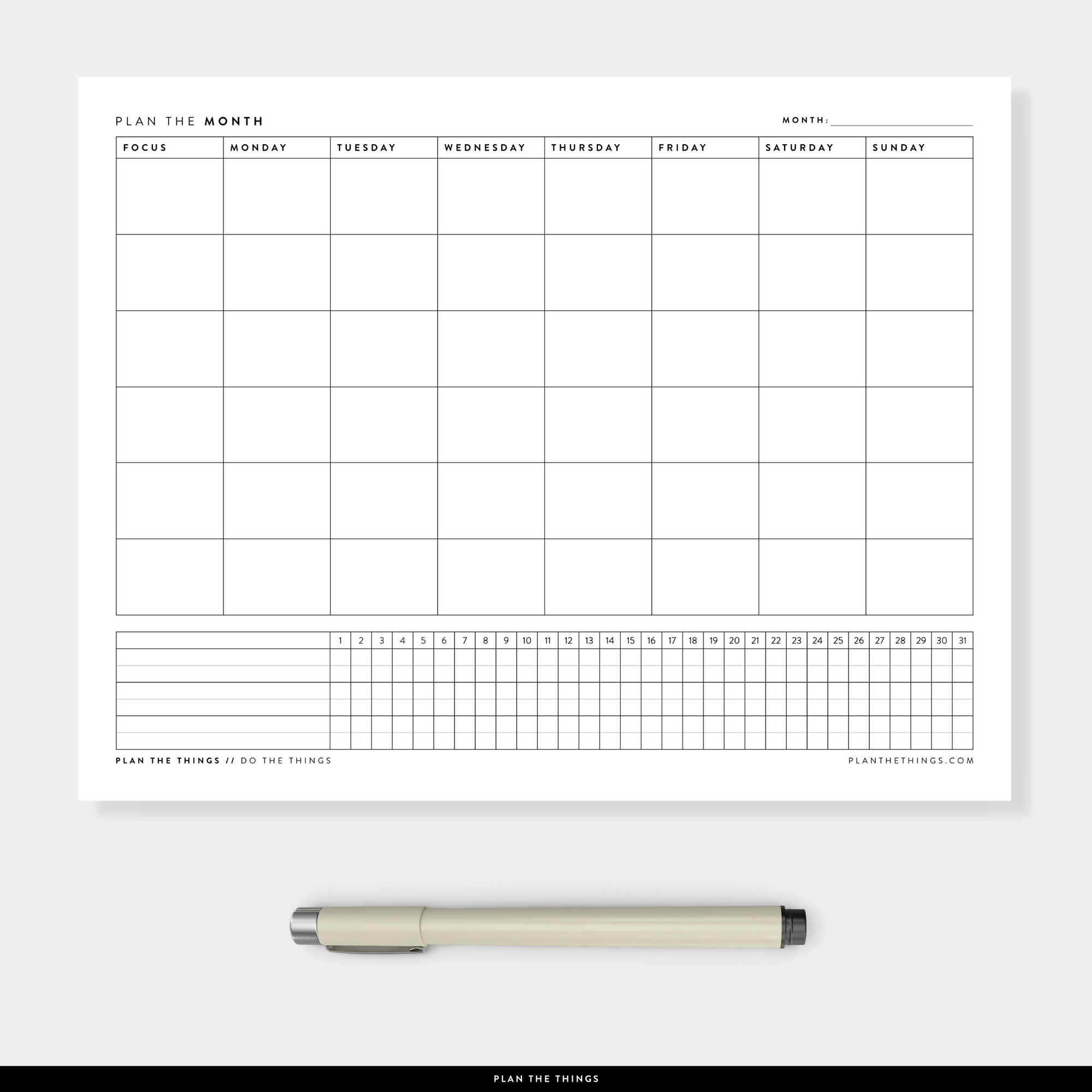 Monthly Calendar with Tracker - Undated Printable Planner Inserts (A4 ...