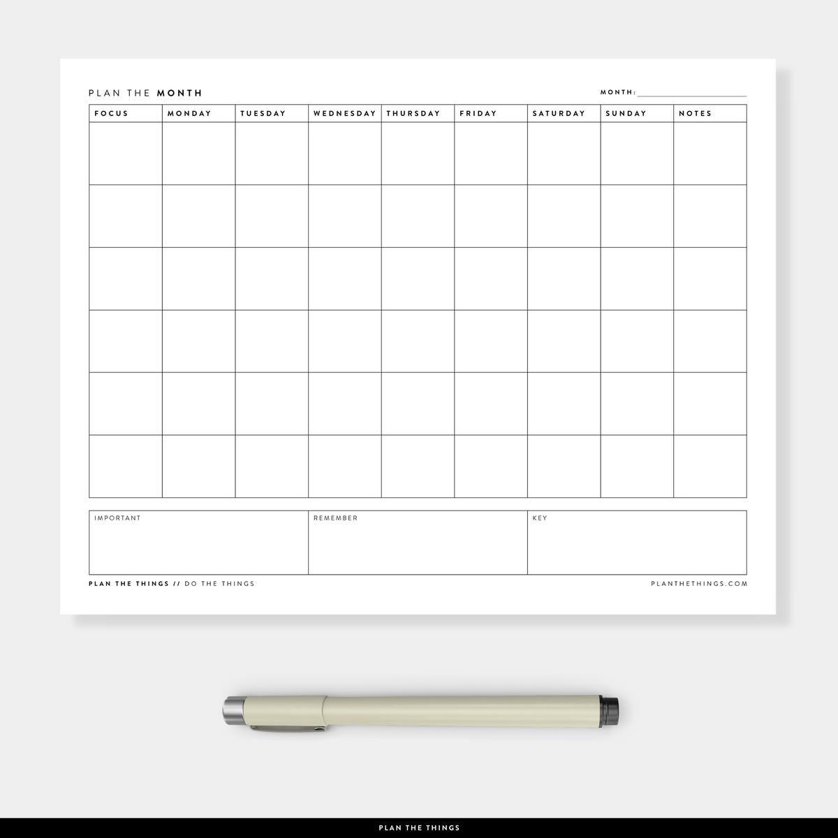 Monthly Focus + Notes - Undated Printable Planner Inserts (A4 + US Letter)