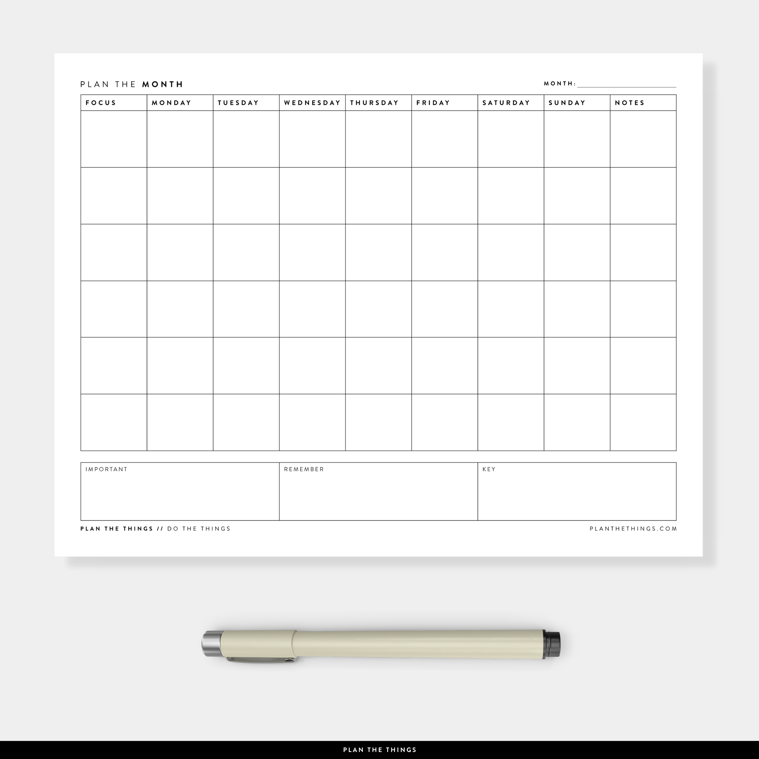 Monthly Focus + Notes - Undated Printable Planner Inserts (A4 + US Let ...