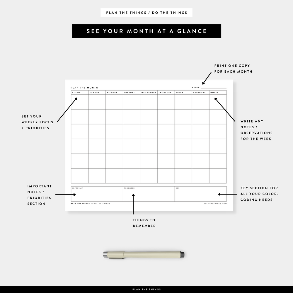 PRINTABLES | DIGITAL DOWNLOADS - Plan The Things