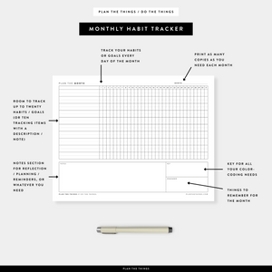 The Monthly Bundle - Undated Printable Planner Inserts (A4 + US Letter)