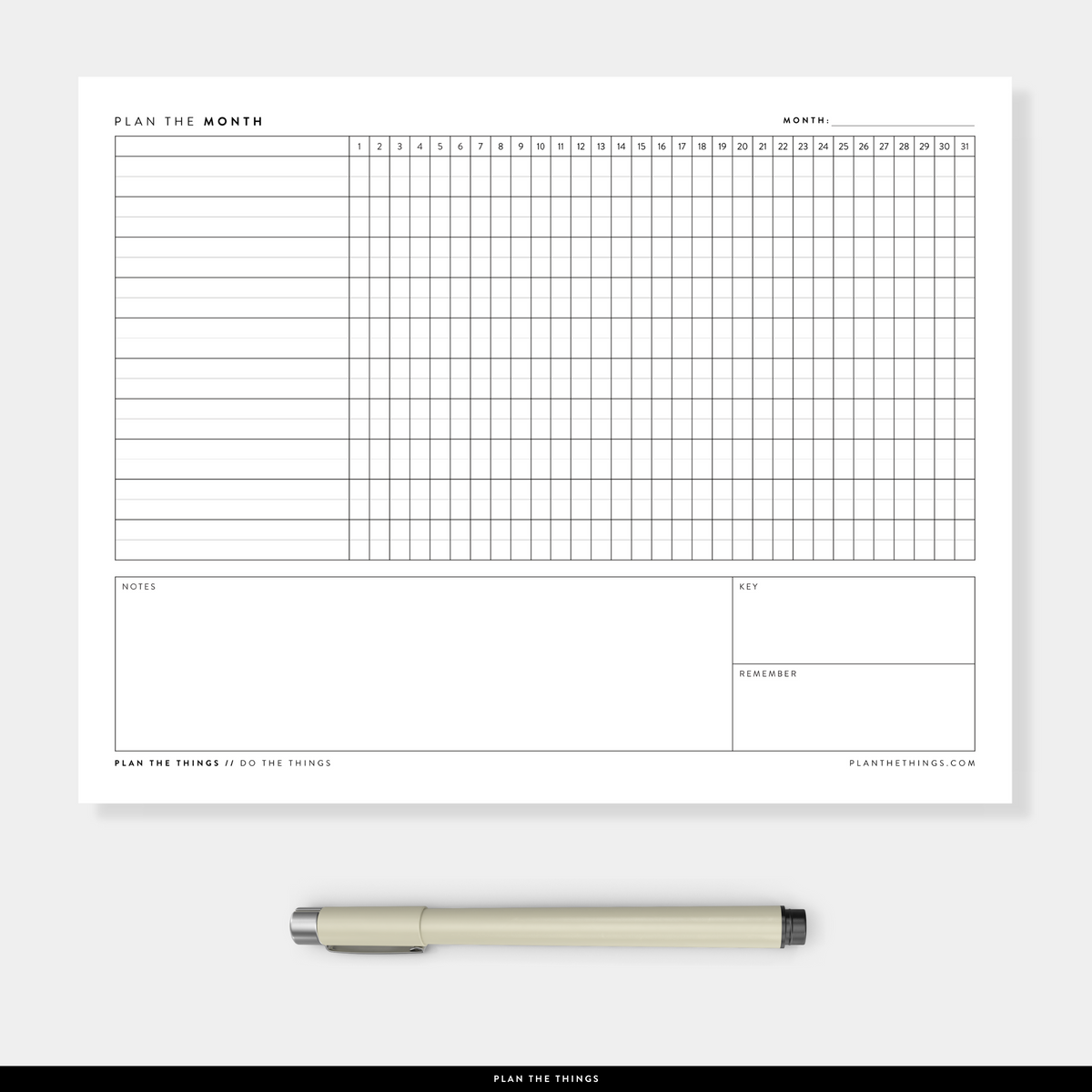 Monthly Habit Tracker / Project Timeline Printable Planner Inserts (A4 + US Letter)