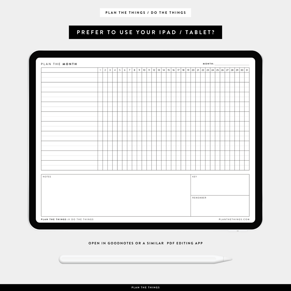 Monthly Habit Tracker / Project Timeline Printable Planner Inserts (A4 + US Letter)