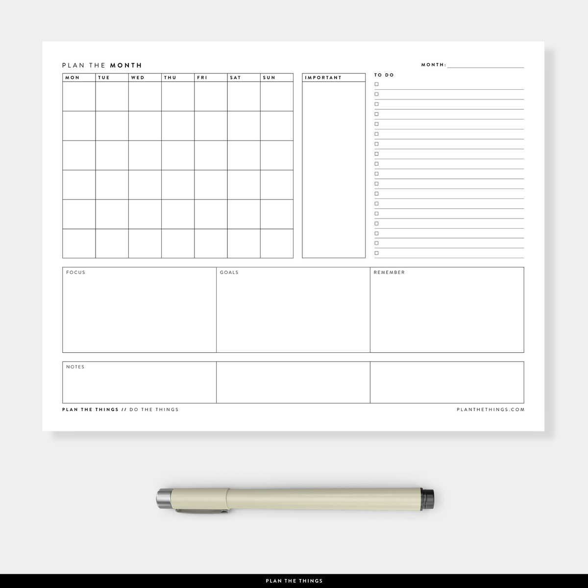 Month at a Glance / Monthly Dashboard - Undated Printable Planner Inse - Plan The Things month-at-a-glance-monthly-dashboard-undated-printable-planner-inse-plan-the-things