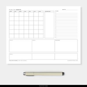 Month at a Glance / Monthly Dashboard - Undated Printable Planner Inserts (A4 + US Letter)