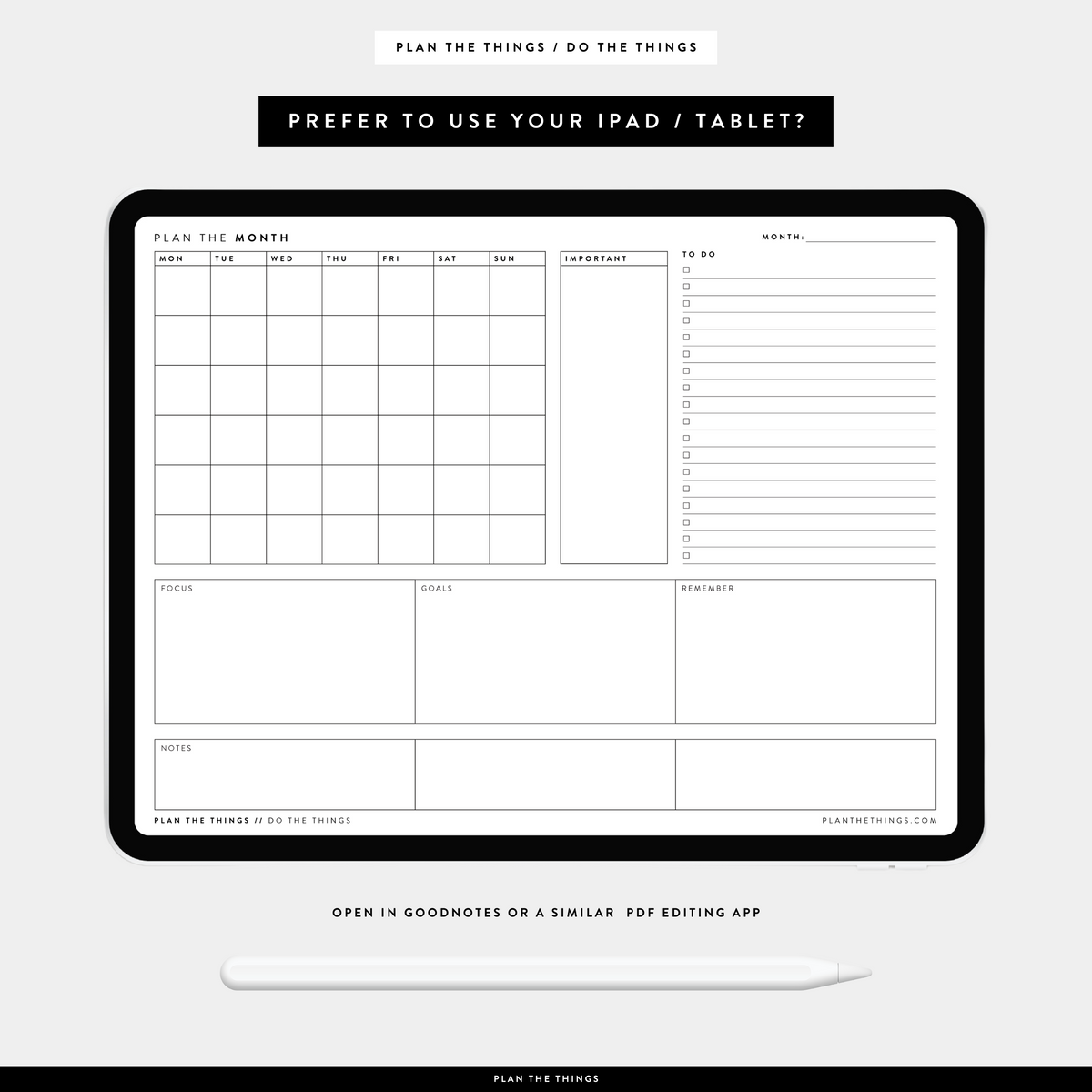 The Monthly Bundle - Undated Printable Planner Inserts (A4 + US Letter)