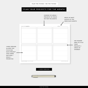 Monthly Overview Dashboard Planner Printable / Project Planner Printable Planner Inserts (A4 + US Letter)