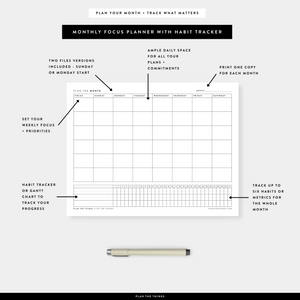 The Monthly Bundle - Undated Printable Planner Inserts (A4 + US Letter)