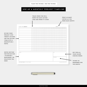 The Monthly Bundle - Undated Printable Planner Inserts (A4 + US Letter)