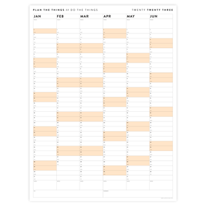 PRINTABLE SIX MONTH 2023 WALL CALENDAR SET WITH ORANGE WEEKENDS - INSTANT DOWNLOAD