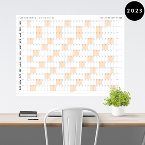 GIANT 2023 WALL CALENDAR | HORIZONTAL WITH ORANGE WEEKENDS