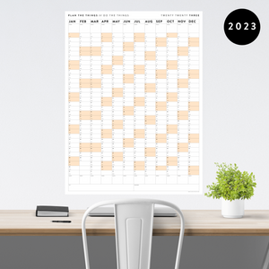 GIANT 2023 WALL CALENDAR | VERTICAL WITH ORANGE WEEKENDS