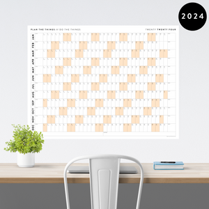 GIANT 2024 WALL CALENDAR | HORIZONTAL WITH ORANGE WEEKENDS