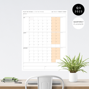 PRINTABLE Q3 (JULY - SEPTEMBER) 2023 QUARTERLY WALL CALENDAR (ORANGE) - INSTANT PDF DOWNLOAD