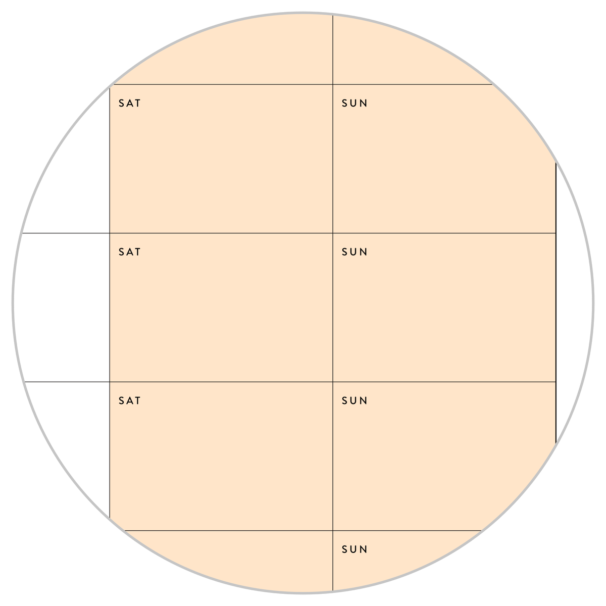 UNDATED QUARTERLY GIANT WALL CALENDAR - MONDAY START - ORANGE WEEKENDS