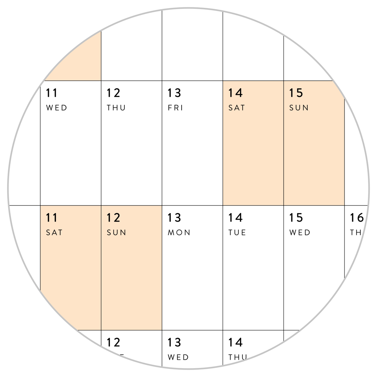 PRINTABLE 2025 HORIZONTAL WALL CALENDAR WITH ORANGE WEEKENDS - INSTANT DOWNLOAD