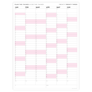 PRINTABLE SIX MONTH 2023 WALL CALENDAR SET WITH PINK WEEKENDS - INSTANT DOWNLOAD