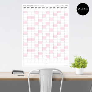 GIANT 2023 WALL CALENDAR | VERTICAL WITH PINK WEEKENDS