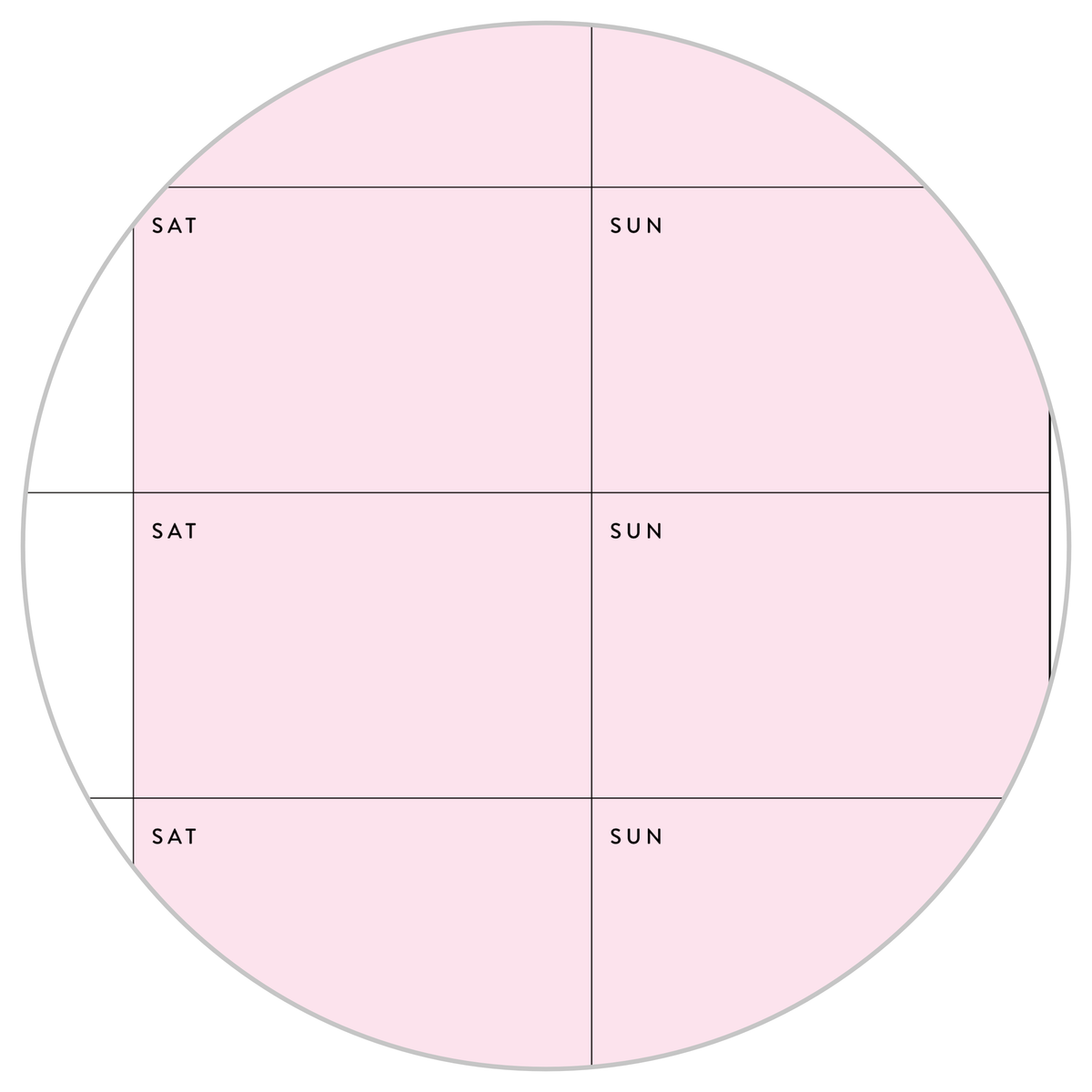 PRINTABLE UNDATED QUARTERLY WALL CALENDAR - MONDAY START - PINK WEEKENDS - INSTANT DOWNLOAD