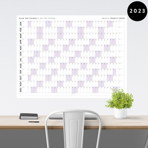 GIANT 2023 WALL CALENDAR | HORIZONTAL WITH PURPLE WEEKENDS