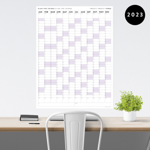 GIANT 2023 WALL CALENDAR | VERTICAL WITH PURPLE WEEKENDS