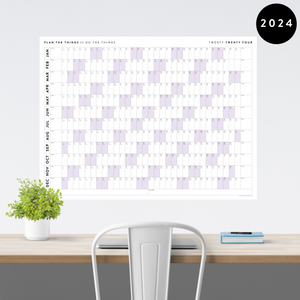 GIANT 2024 WALL CALENDAR | HORIZONTAL WITH PURPLE WEEKENDS