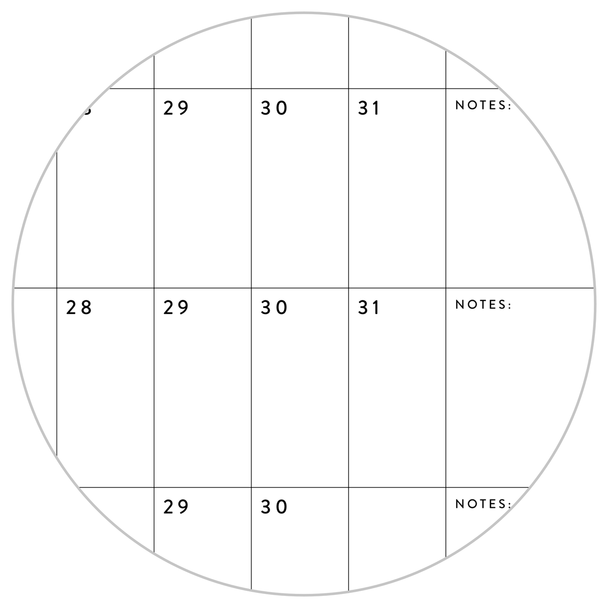 GIANT UNDATED PERPETUAL WALL CALENDAR / BIRTHDAY CALENDAR (HORIZONTAL / B + W)