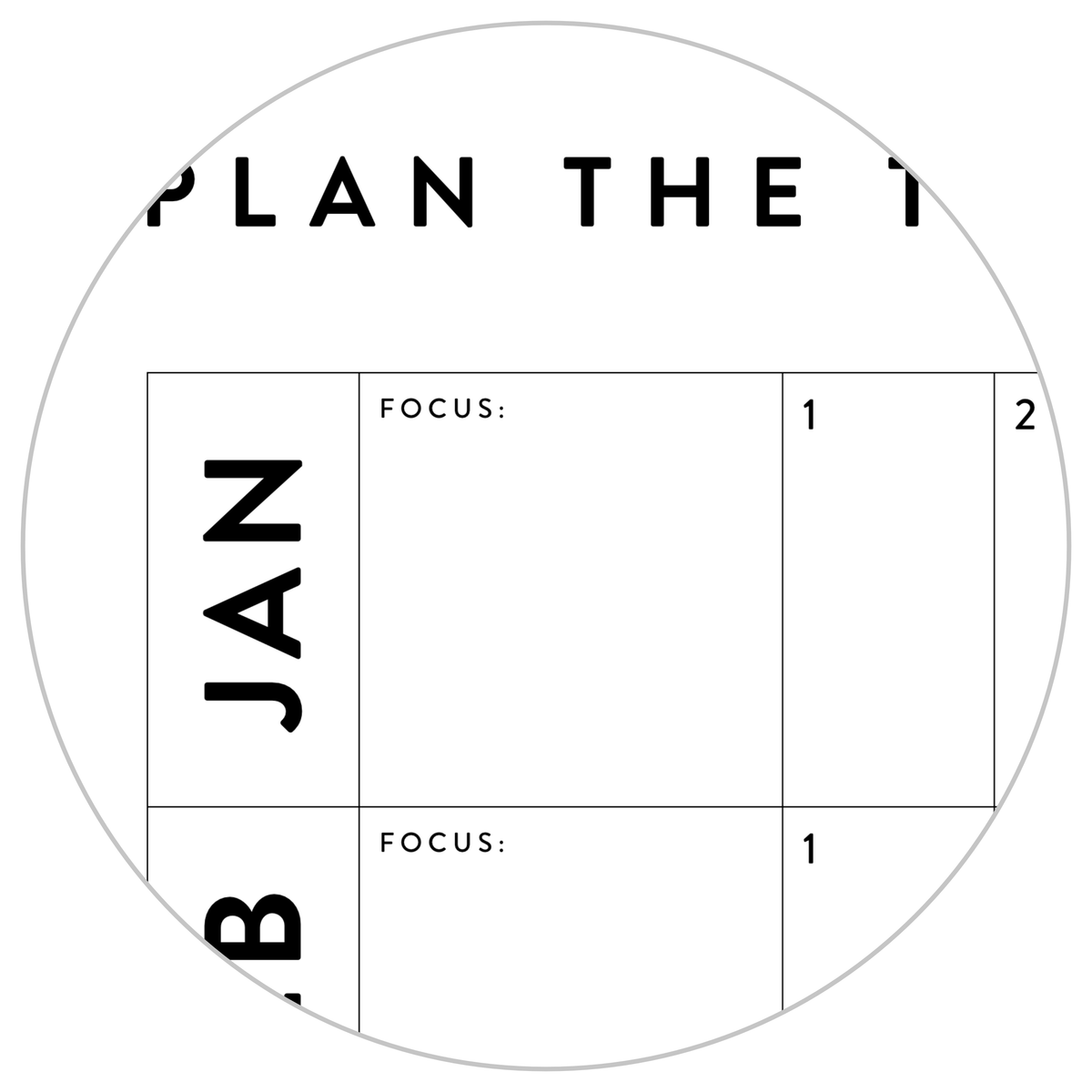 GIANT UNDATED PERPETUAL WALL CALENDAR / BIRTHDAY CALENDAR (HORIZONTAL / B + W)