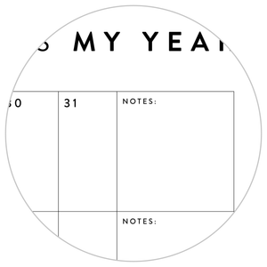 GIANT UNDATED PERPETUAL WALL CALENDAR / BIRTHDAY CALENDAR (HORIZONTAL / B + W)