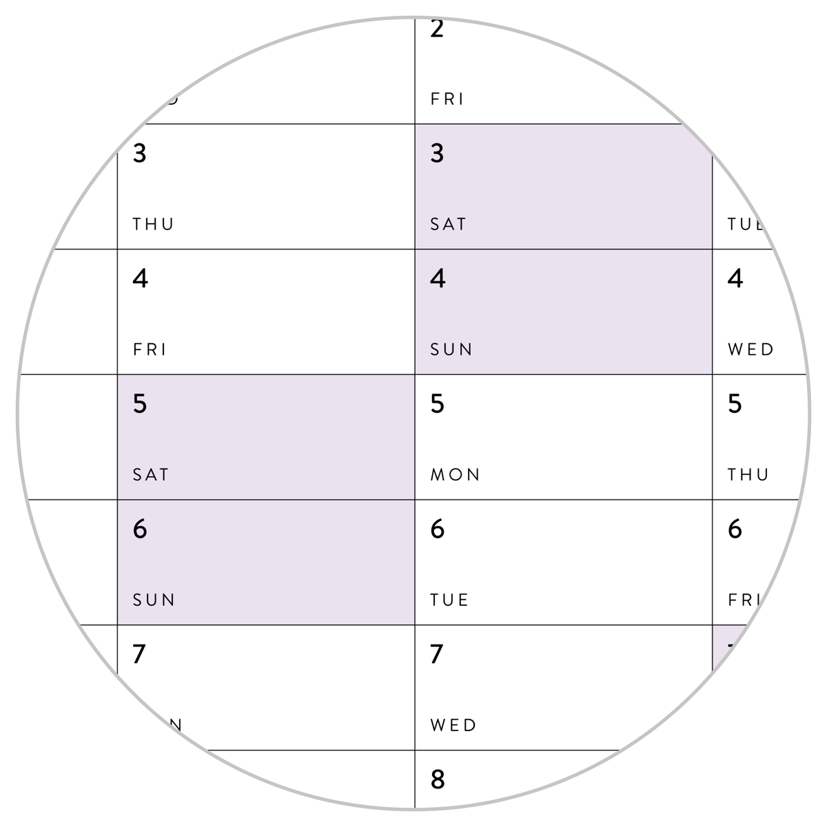 GIANT 2025 ANNUAL WALL CALENDAR | VERTICAL WITH PURPLE WEEKENDS