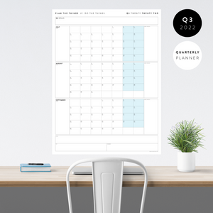 Q3 2022 QUARTERLY GIANT WALL CALENDAR (JULY - SEPTEMBER 2022) - BLUE WEEKENDS