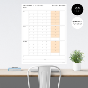 Q3 2022 QUARTERLY GIANT WALL CALENDAR (JULY - SEPTEMBER 2022) - ORANGE WEEKENDS